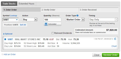 Trading Screen Screenshot Charles Schwab