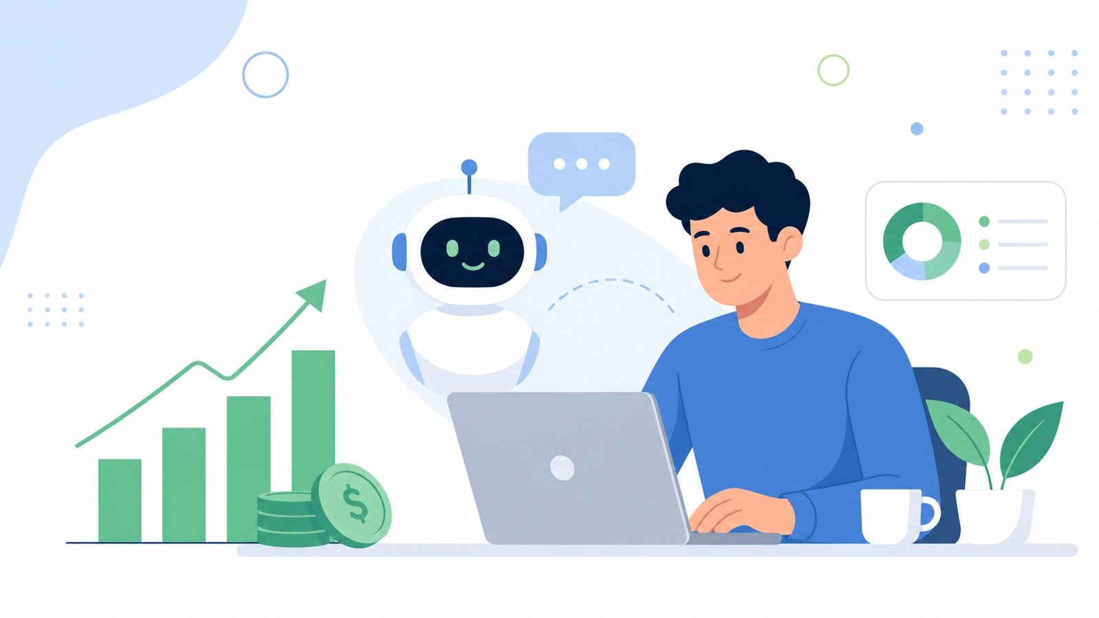 AI side hustles that actually make money, illustrated by a freelancer working with AI tools