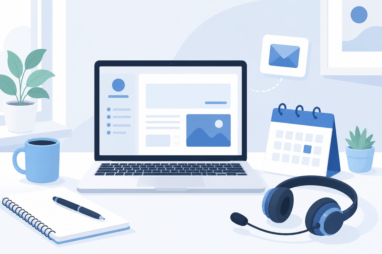 How to become a virtual assistant with no experience: a laptop workspace representing remote admin work