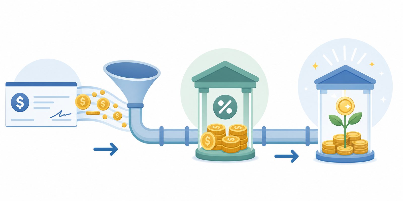 Diagram of a mega backdoor Roth, showing money moving from a paycheck through a 401(k) into a Roth account