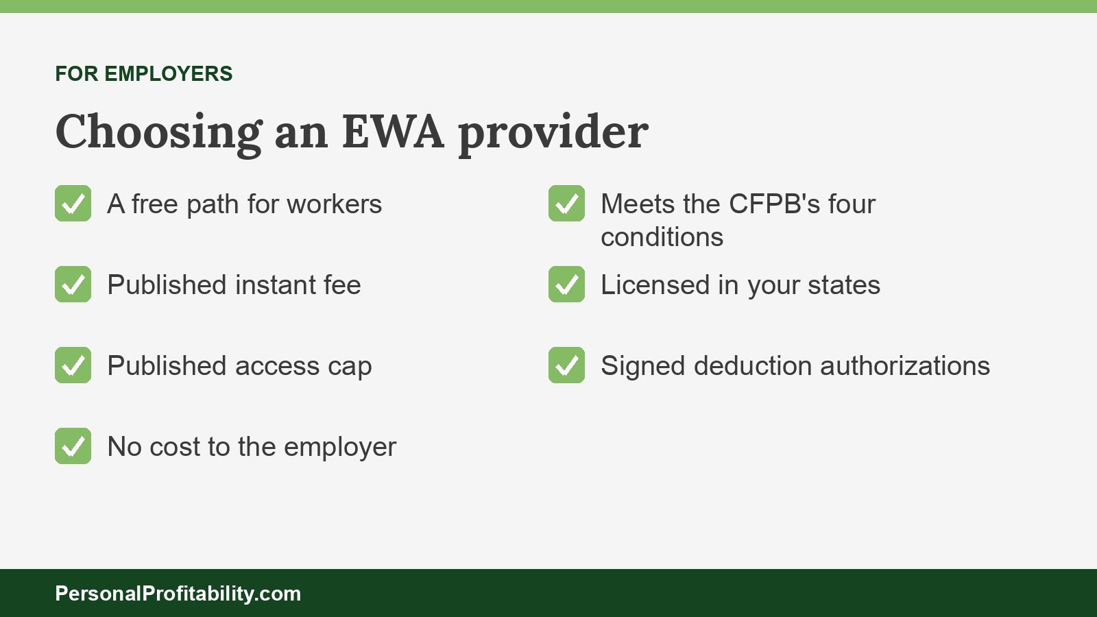 Checklist for choosing the best earned wage access providers for employers and small businesses
