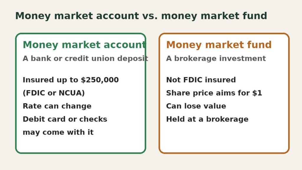 How does a money market account work: insured account versus uninsured fund comparison