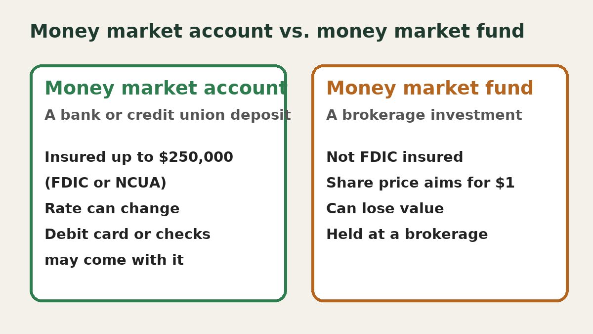 How does a money market account work: an insured account compared with an uninsured fund
