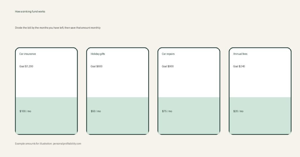 How to start a sinking fund: four example goals with monthly set-aside amounts