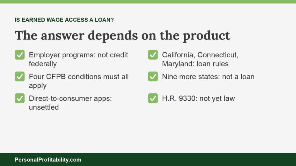 Is earned wage access a loan: federal, state, and app answers compared